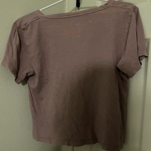 athleta short sleeve v neck purple grey ish color
